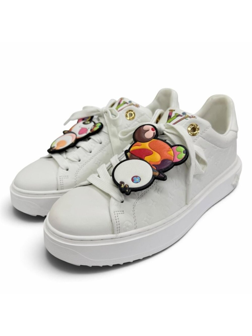 Louis Vuitton Murakami Takashi Timeout Line Leather Sneakers White